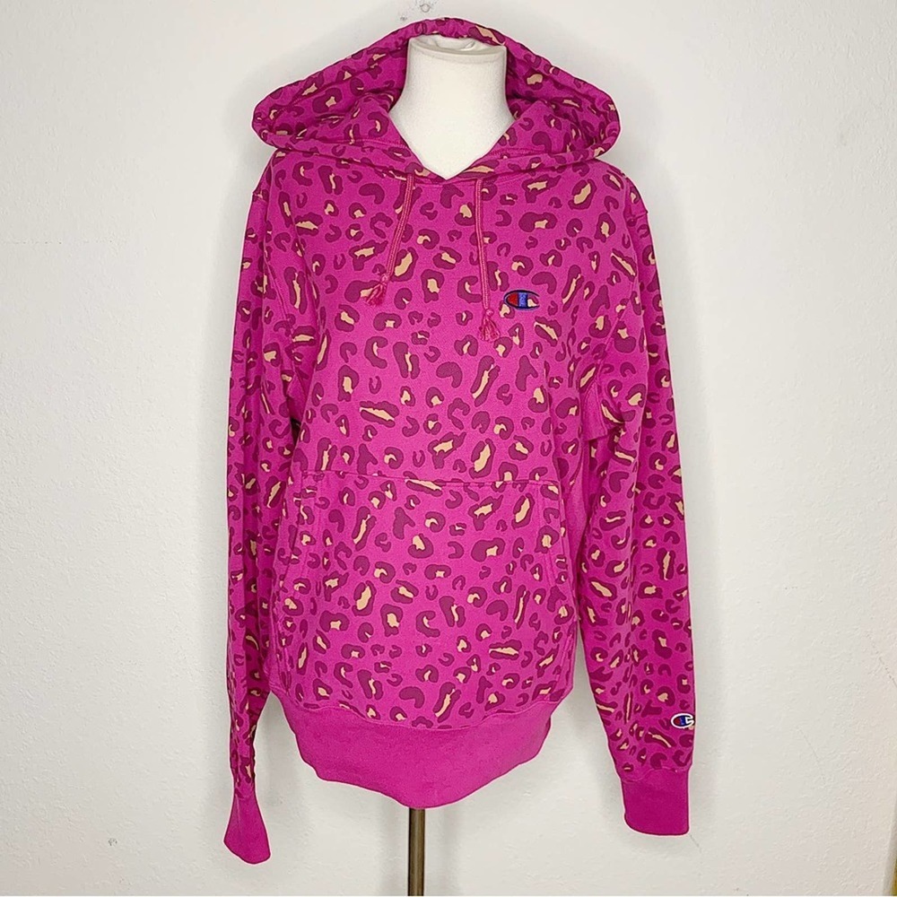 Champion by Urban Outfitters Exclusive Pink Animal Print Reverse Weave Hoodie